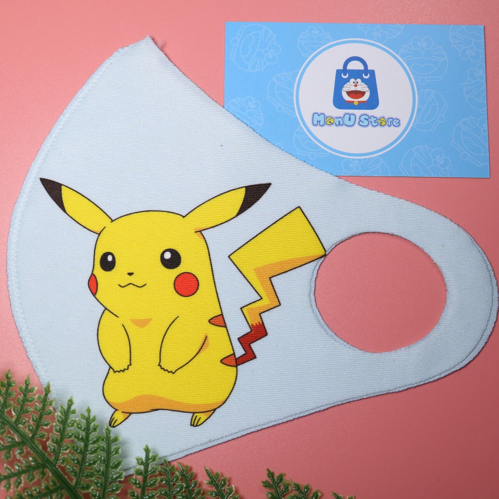 Khẩu trang vải su 3D hoạt hình PIKACHU dễ thương cute dành cho người lớn và em bé | BigBuy360 - bigbuy360.vn