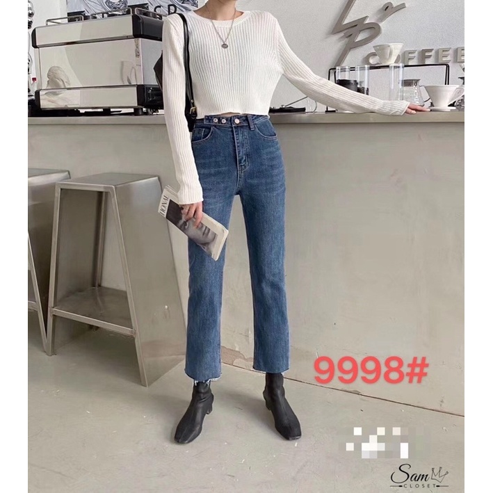 QUẦN JEANS NỮ ỐNG ĐỨNG CẠP 3 CÚC PHONG CÁCH HÀN QUỐC MS24300