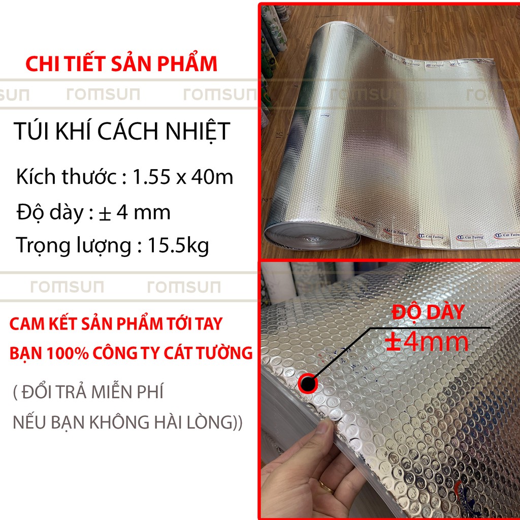 Tấm cách nhiệt chống nóng cát tường khổ 1.55m, Miếng cách nhiệt bạc túi khí chống nắng,cách âm tường ,trần nhà hiệu quả