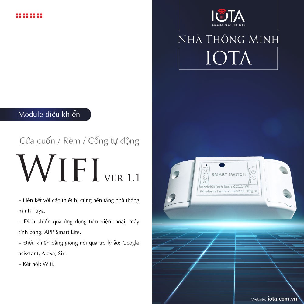 Module điều khiển Cửa cuốn/Cổng tự động Zitech basic kết nối Wifi-Bluetooth