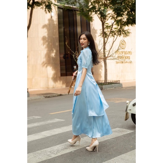 Ceci Cela - Áo Dài Lụa Nơ Cột Tay Phồng Thời Trang Mùa Xuân Viên Minh 3