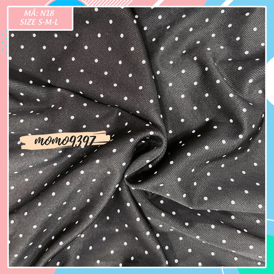 Váy chấm bi phối ren dáng over-màu đen chấm trắng đủ size SML (Mã N18)