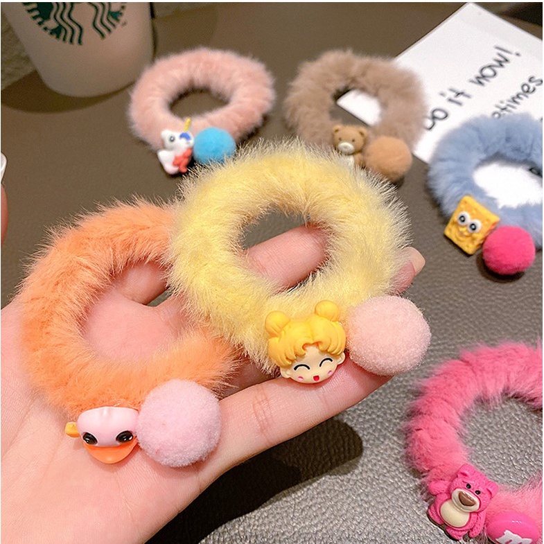 Cột tóc đính bông hoạt hình màu sắc dễ thương CT03