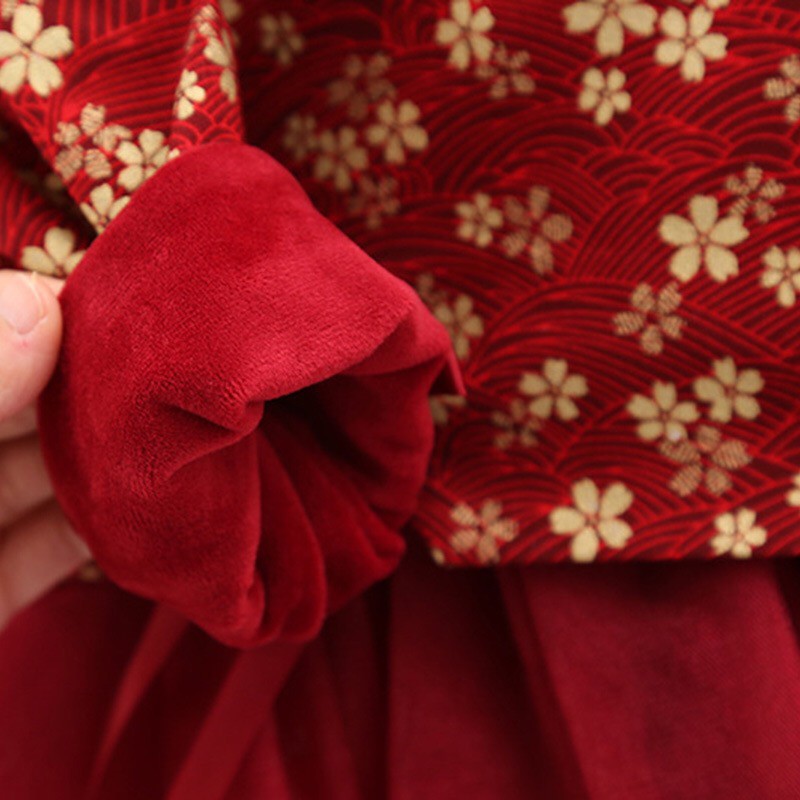 Váy đầm nhung đỏ bé gái thu đông