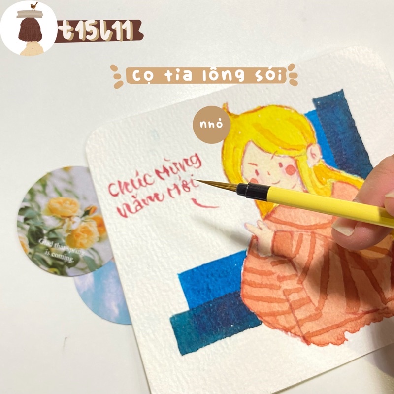 [t15l11] Cọ tỉa lông sói thân nâu/vàng giá rẻ nhiều kích cỡ
