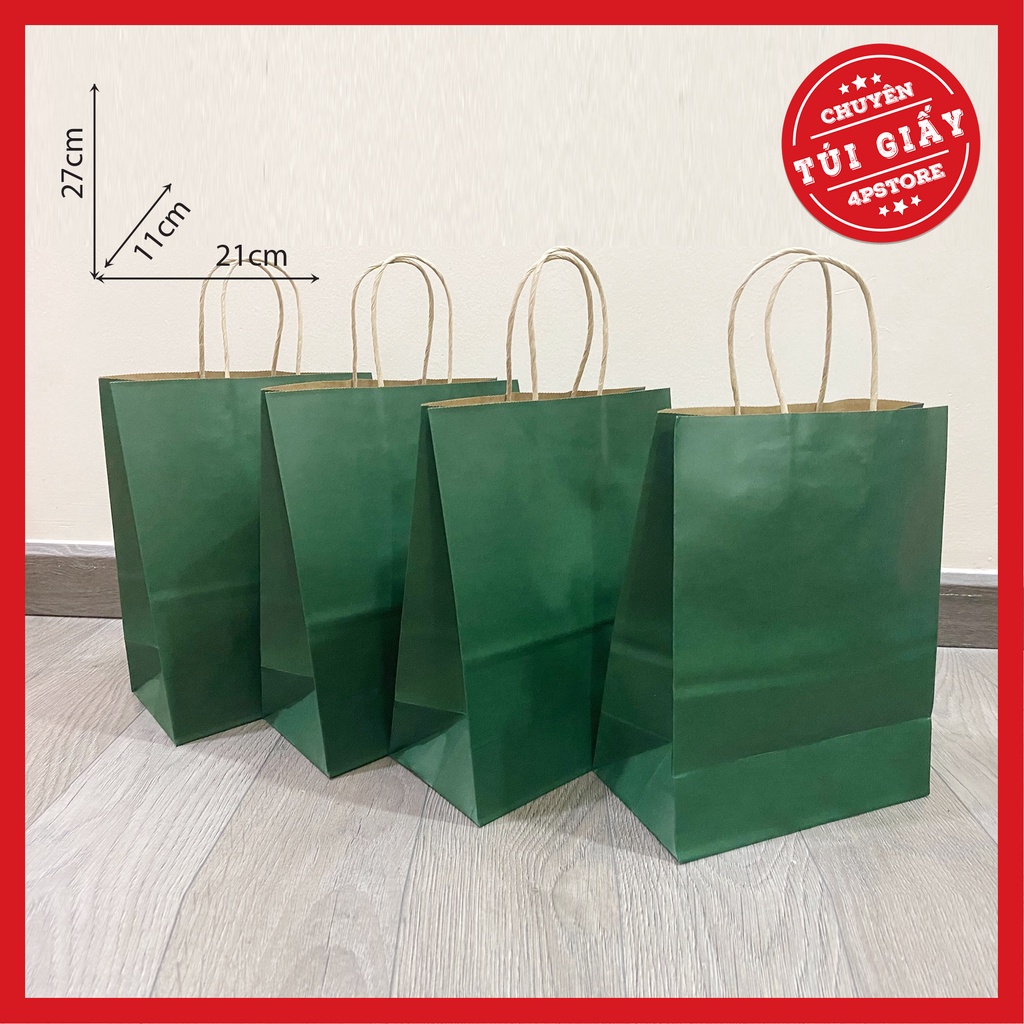 TÚI GIẤY KRAFT ĐỰNG QUÀ XANH LÁ ĐẬM 5 SIZE
