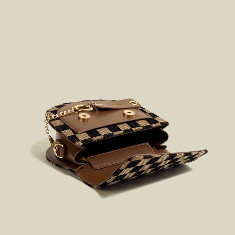 IELGY Túi đeo chéo vai họa tiết ô vuông thời trang sành điệu cho nữ