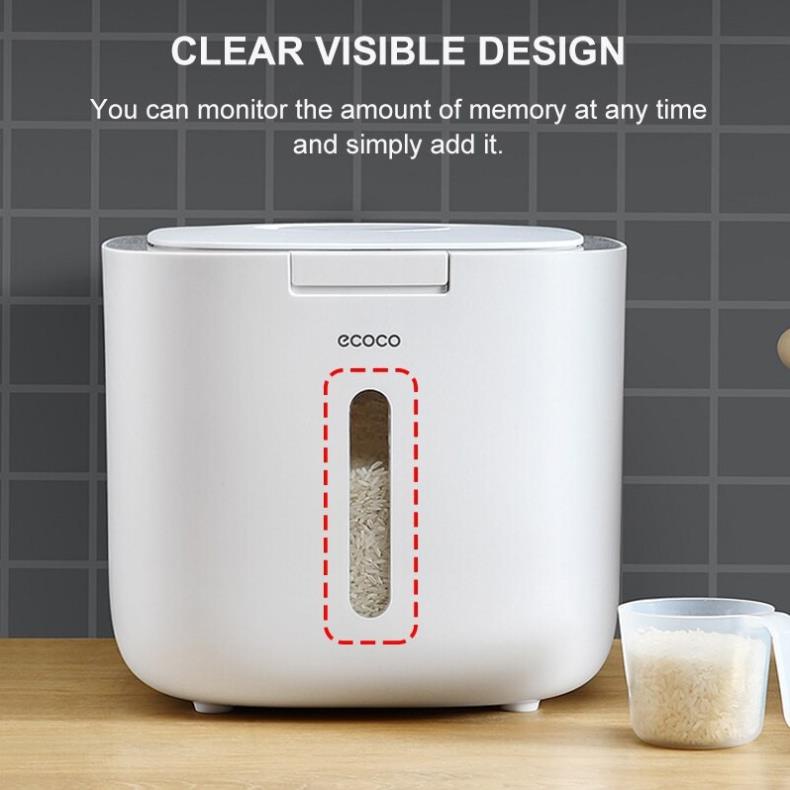 Thùng đựng gạo Ecoco 10kg thông minh chống ẩm cao cấp tặng kèm cốc đong gạo ( tuyển khách sỉ)