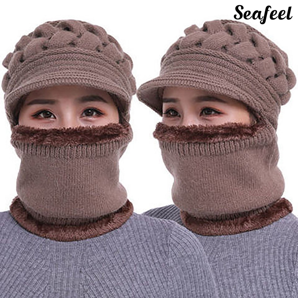 Set Mũ Len Trùm Đầu Và Khăn Quàng Cổ Thời Trang Mùa Đông Dành Cho Nữ