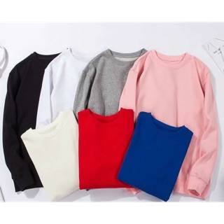 ÁO SWEATER NỈ BÔNG BASIC TRƠN NHIỀU MÀU CAO CẤP