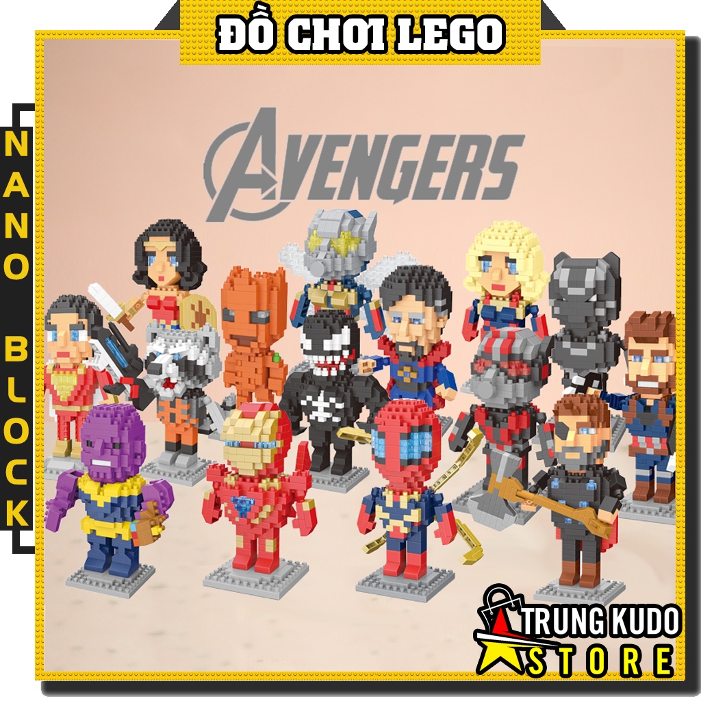 Lego Siêu Anh Hùng - Đồ Chơi Lắp Ráp Lego Siêu Nhân Nanoblock (Iron Man, Captian, Spider Man,...) - Mô Hình Marvel