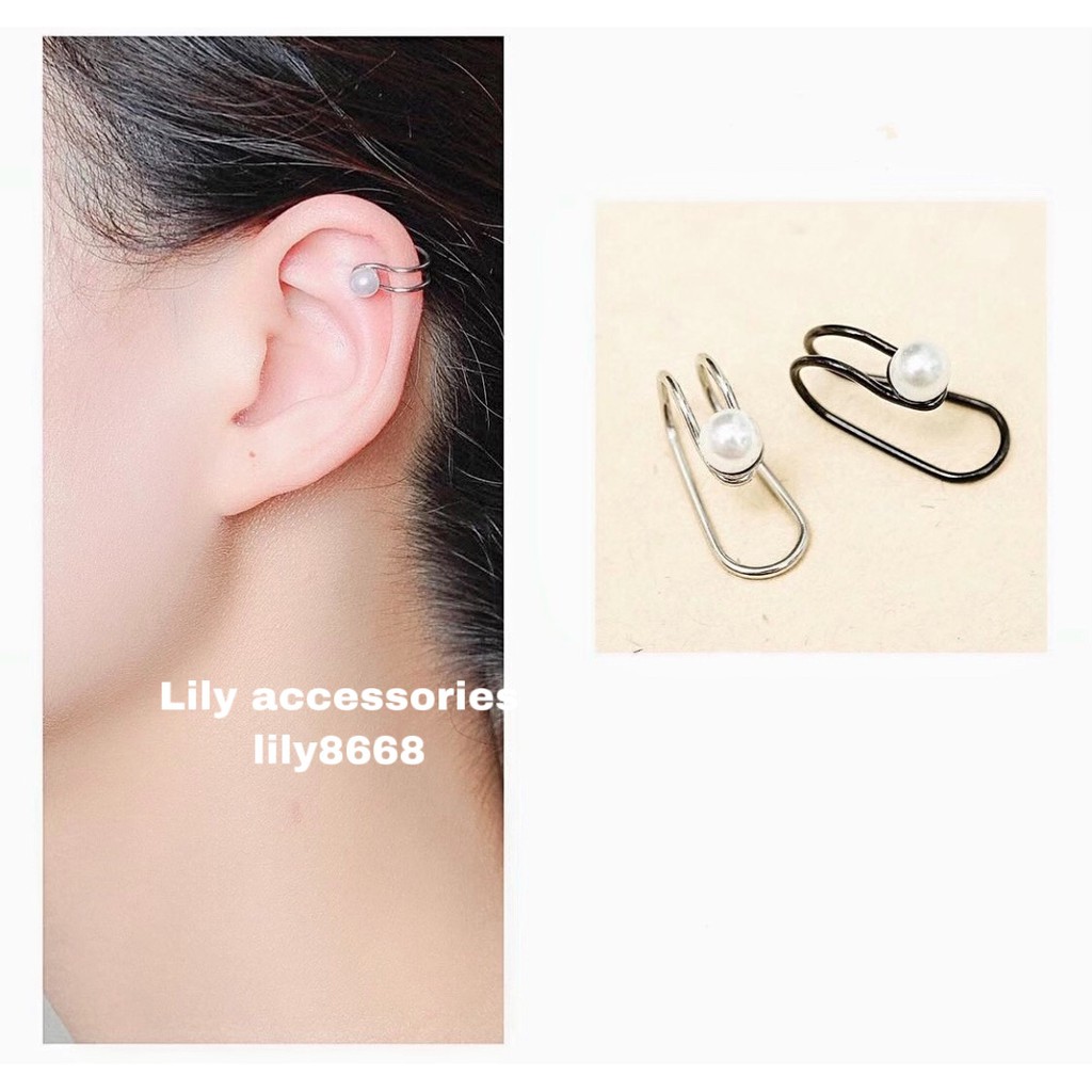 kẹp tai ngọc trai nhân tạo nam nữ không cần xỏ lỗ