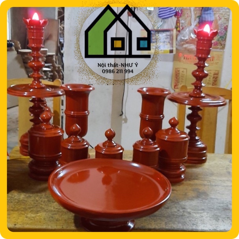 Bộ Đài Nến Gỗ Tự Nhiên cao cấp 10 món(Có Bán Rời Từng sản phẩm)