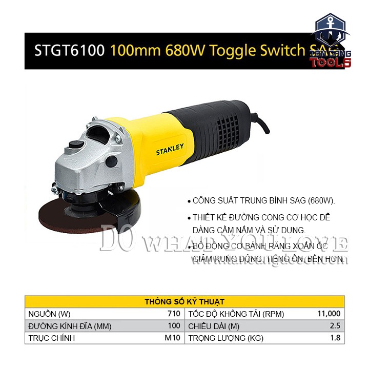 Máy Mài Góc 100mm Stanley STGT6100-B1 680W