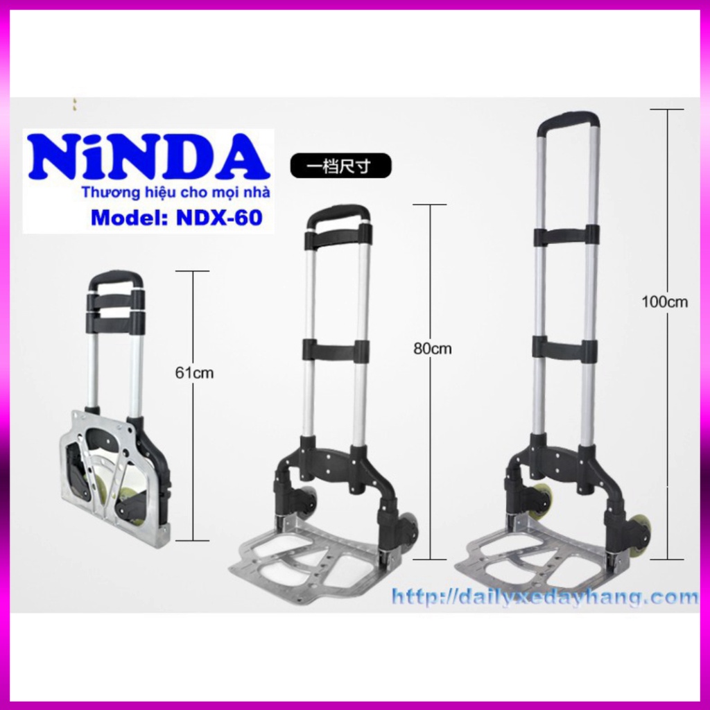 Xe đẩy hàng 2 bánh gấp gọn NiNDA NDX-60, Đẩy Hàng Tiện Dụng, Bảo Hành 2 Năm