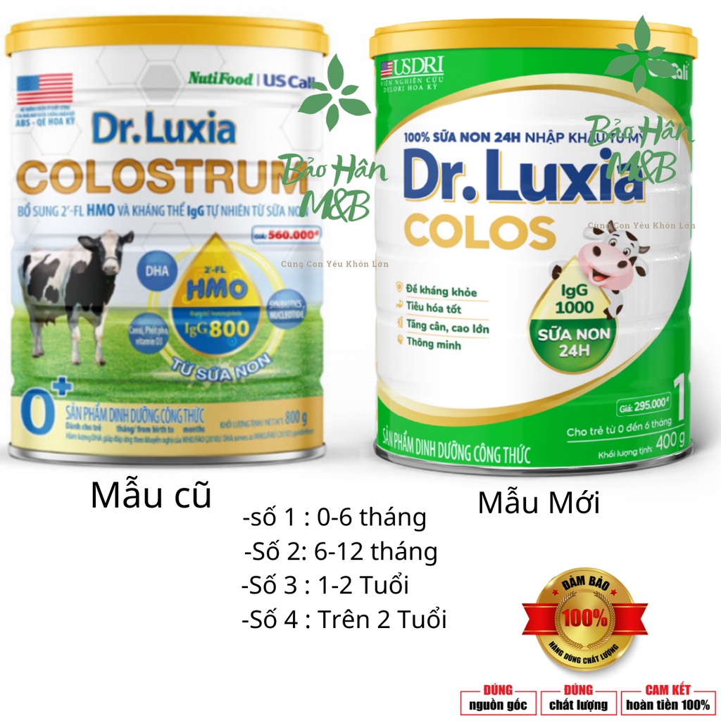 Sữa Dr.luxia Colostrum Đủ Số Step 1,2,3,4 Lon 400g và 800g [ Date Luôn Mới ]