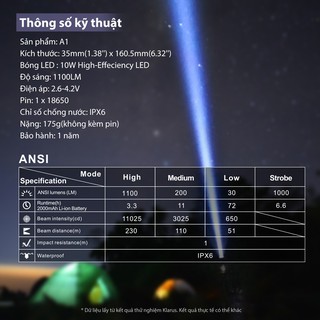 ĐÈN PIN SIÊU SÁNG GIÁ RẺ KLARUS A1