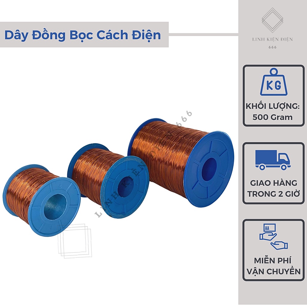 Dây Đồng Quấn Biến Áp (0.10 đến 2.00mm) 500 Gram Bọc Cách Điện Cuộn Dây Đồng Quấn Motor