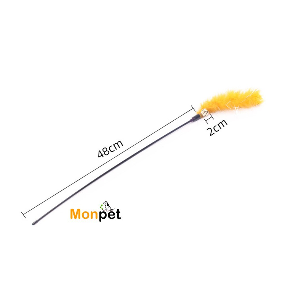 [Mã PET50K giảm Giảm 10% - Tối đa 50K đơn từ 250K] Cây vờn mèo, Cần câu mèo lông vũ có chuông - Đồ chơi cho mèo