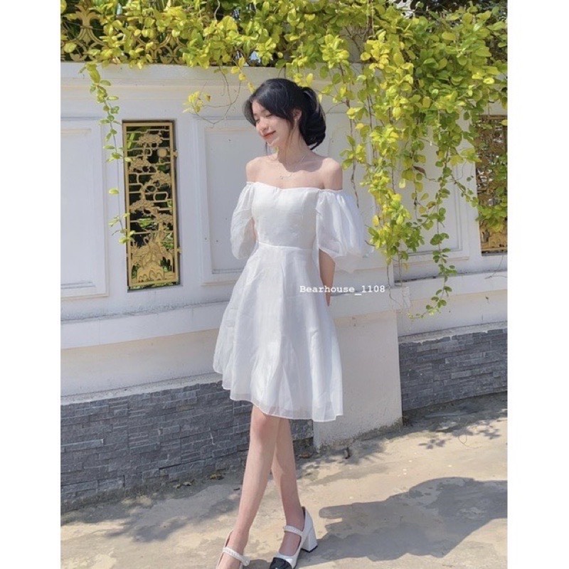 ❌ Đầm trắng tiểu thư * CANDY * kỷ yếu Baby Doll Bánh Bèo Vai Phồng 2 Lớp Chất Voan mềm