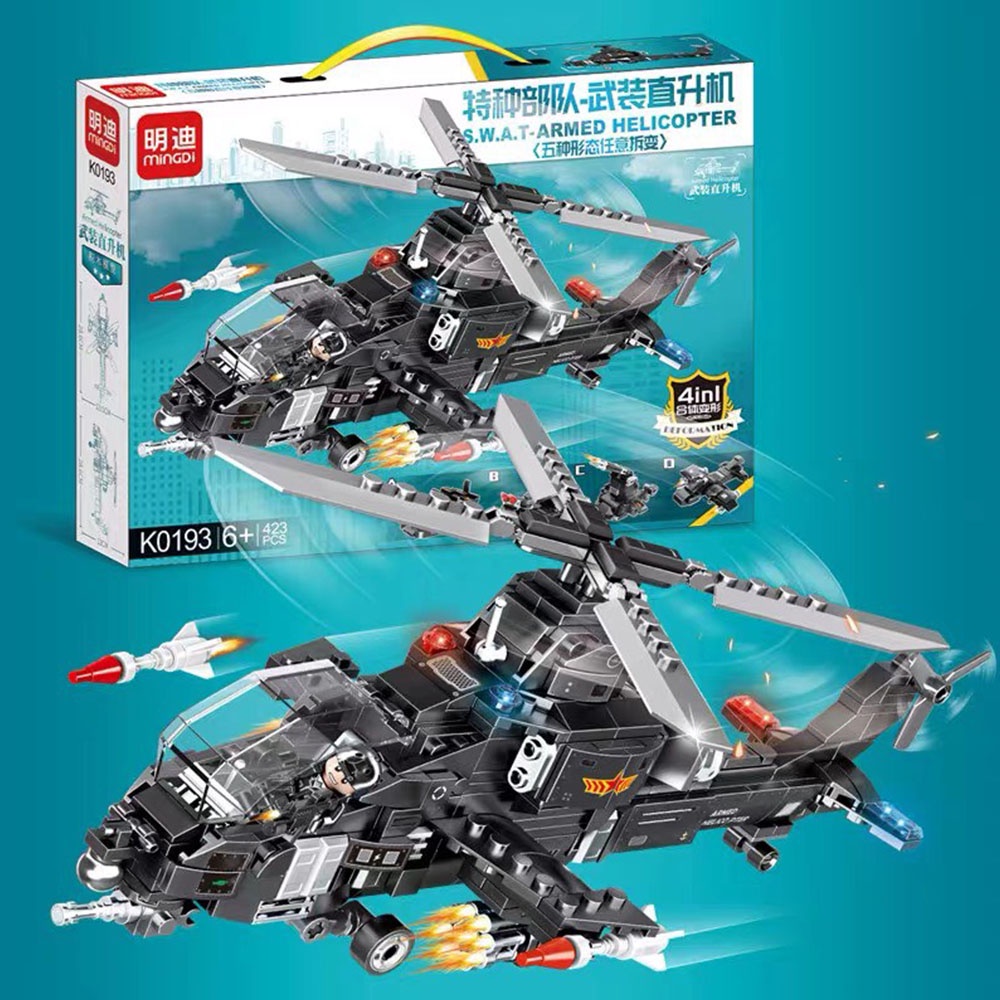 BỘ ĐỒ CHƠI XẾP HÌNH LEGO Ô TÔ CẢNH SÁT 415 Chi Tiết, Lắp Ráp Trực Thăng,Máy Bay,Tàu Chiến,Ô Tô 4 trong 1
