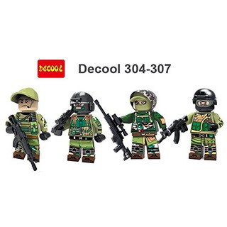 Mô hình lắp ráp Non Lego Lính Modern War Xanh ( 4 hộp )