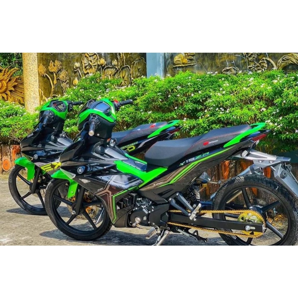 Tem trùm Exciter 150 yamaha  đen lá viền nâu - Độ dán team trùm decal xe máy - Team trùm ex decal rẻ đẹp và chất  đen xa