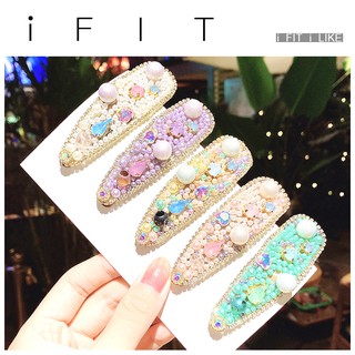 Korean Style iFIT Pearl Hairpin Metal Binding Colorful Preal Water Drop Hair Clip