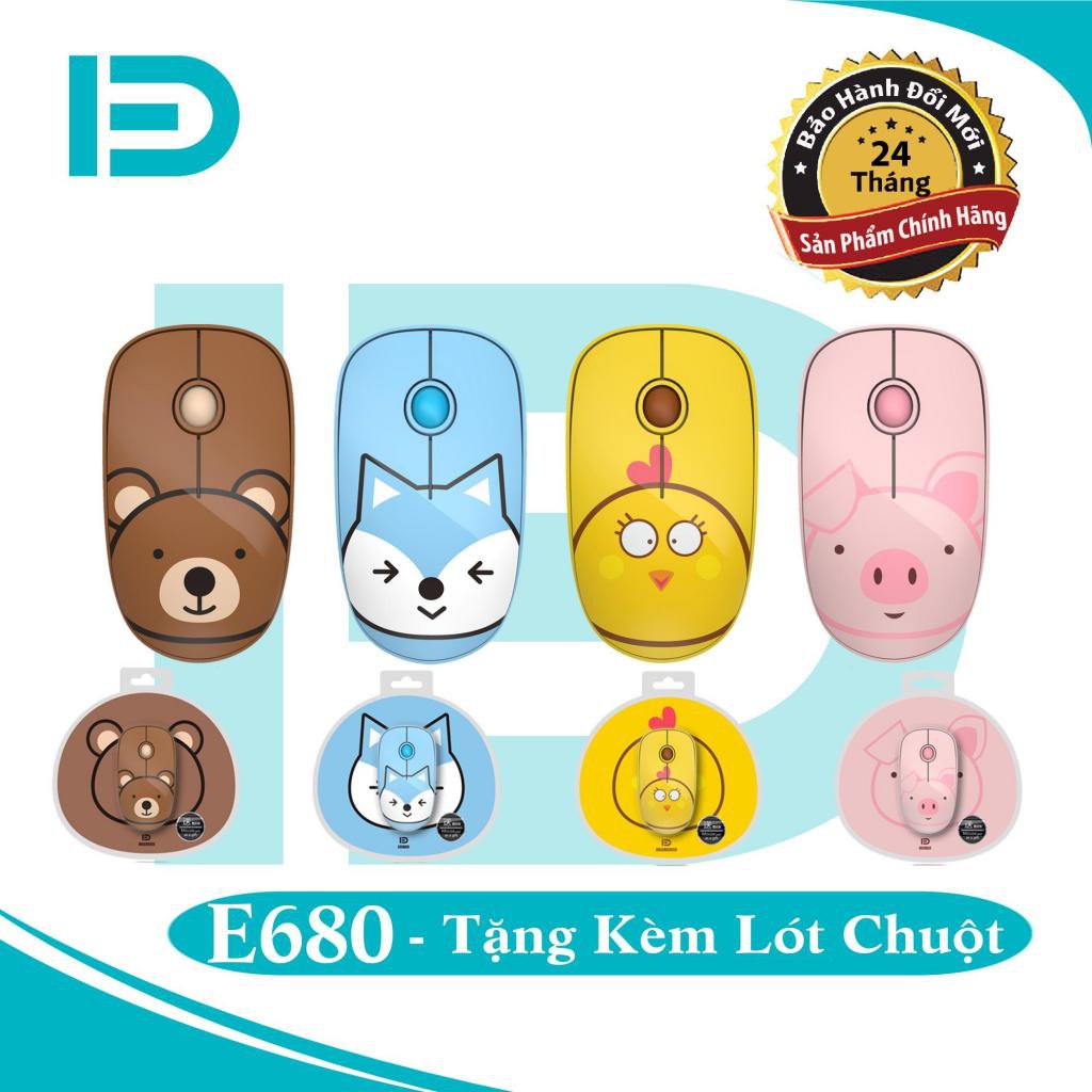 Chuột không dây Wireless FD E680 pin dùng đến 12 tháng + Tặng kèm lót chuột | BigBuy360 - bigbuy360.vn