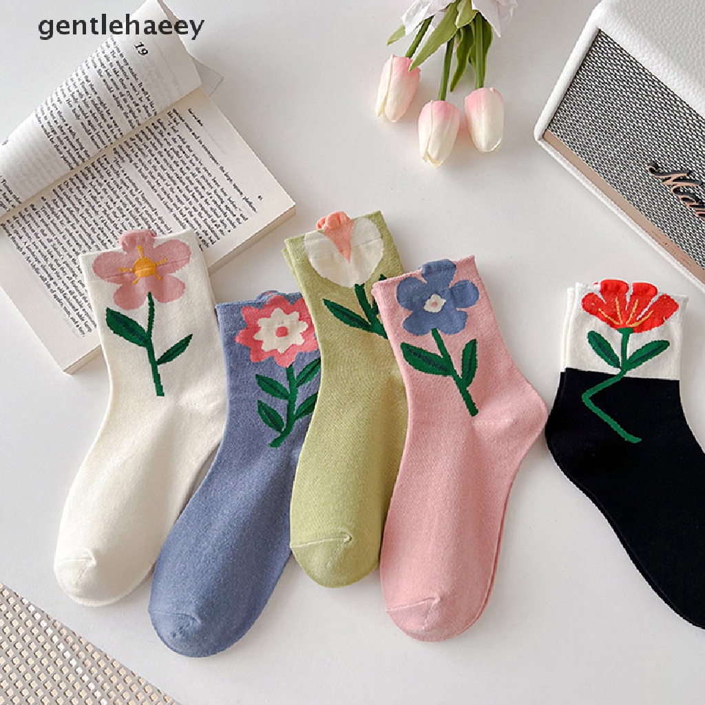 Vớ Cotton Cổ Vừa Họa Tiết Hoa Phong Cách Lolita Nhật Bản Mới Cho Nữ