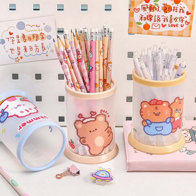 Ống Đựng Bút Để Bàn Hình Tròn, Ống Cắm Bút Đa Năng Gấp Gọn Đồ Dùng Học Tập Cho Bé BS36