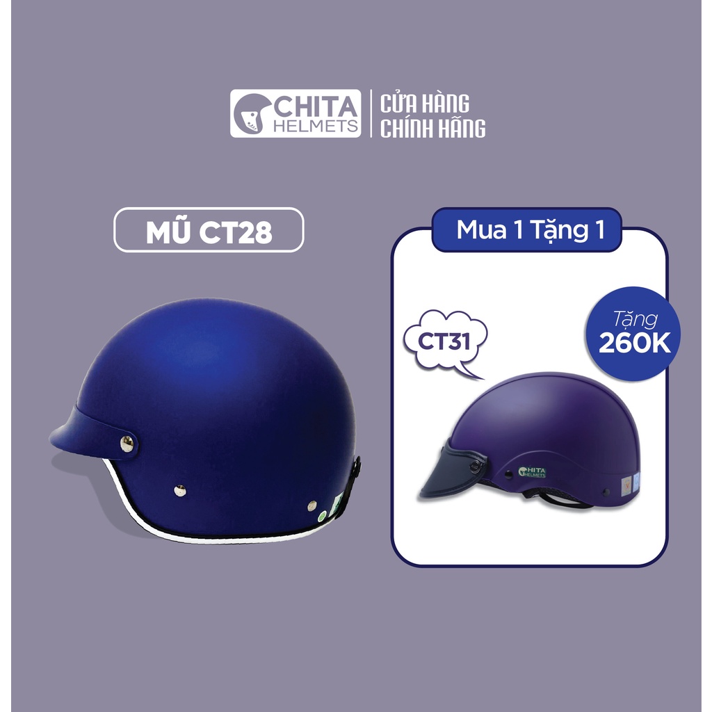 Mũ Bảo Hiểm CHITA CT28 Kết Loại Trơn Nhiều Màu Thời Trang