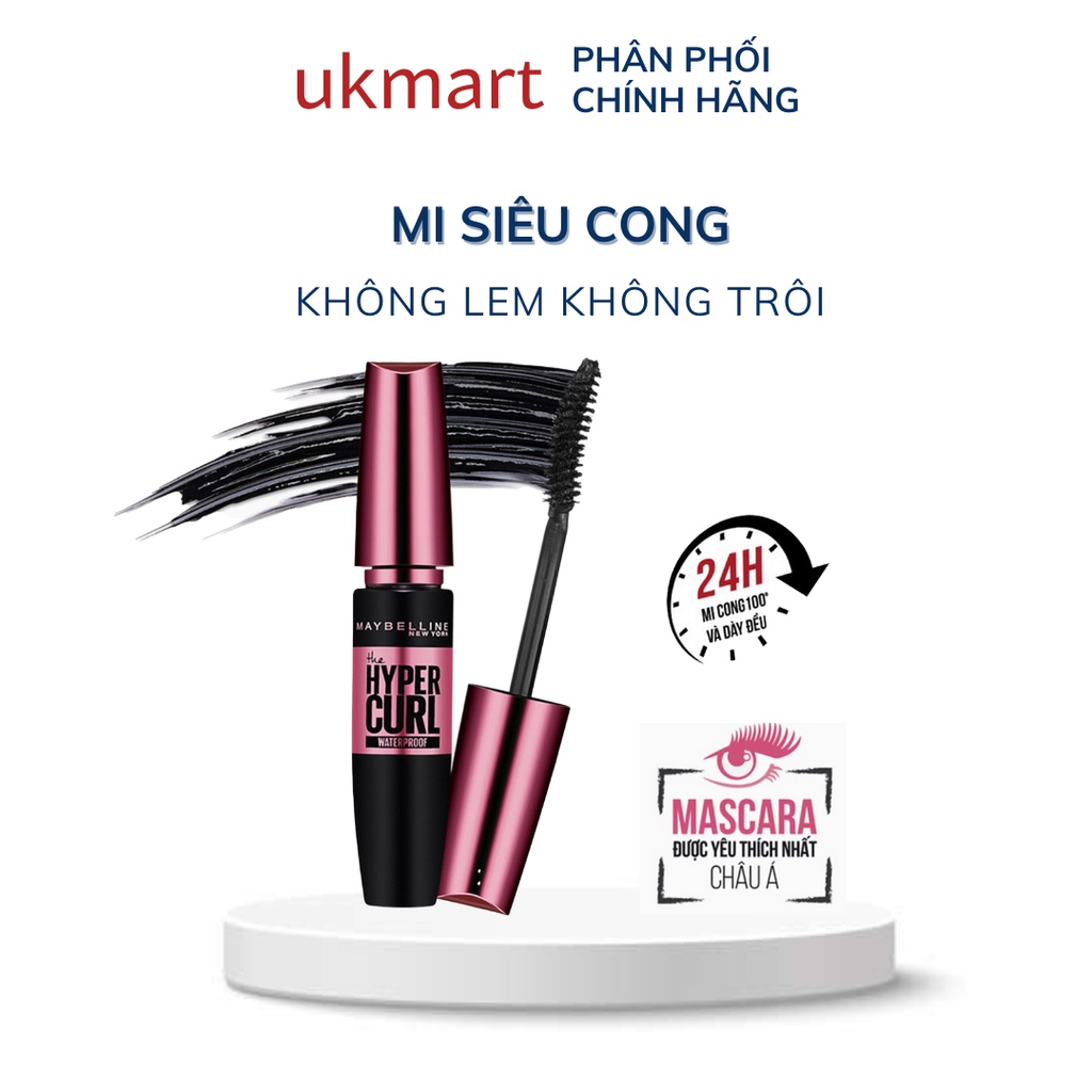 Mascara Dài và Cong Mi Maybelline New York Hyper Curl Waterproof 9.2ml - Màu Đen