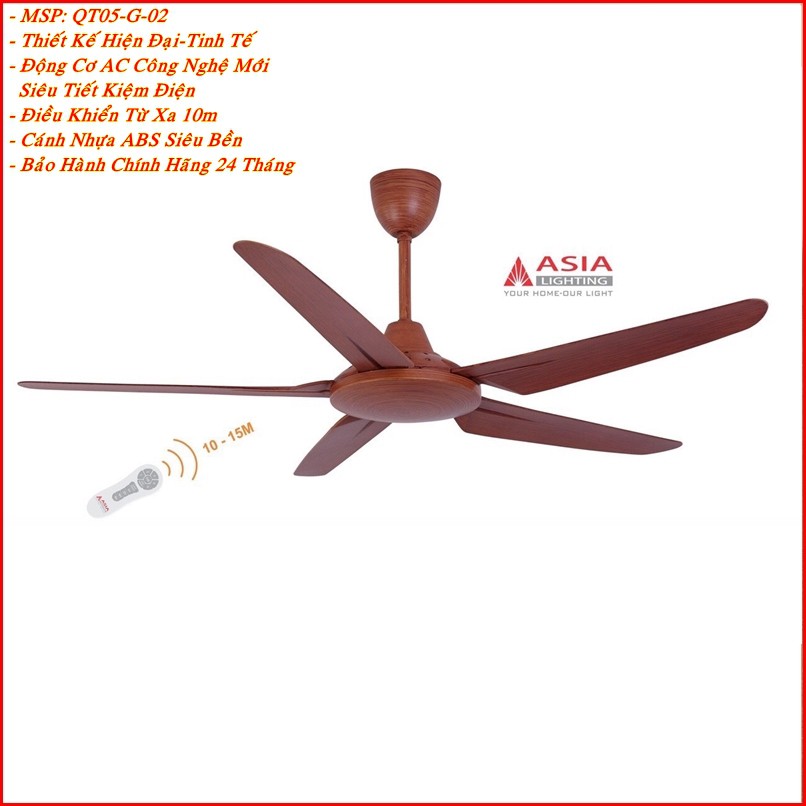 Quạt Trần Trang Trí ASIA -QT05 Động Cơ AC Công Nghệ Mới Siêu Tiết Kiệm Điện