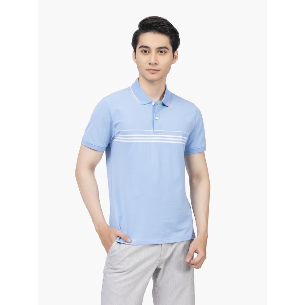 Áo Thun Polo Ngắn Tay Có Cổ Bẻ ARISTINO APS126S2 Áo Phông Nam màu xanh biển kẻ ngang dáng suông vừa vải cotton cao cấp