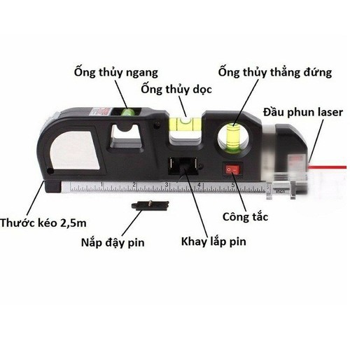 Thước Đo Laser Căn Mực Kiêm Thước 2.5m 4in1 STPV2