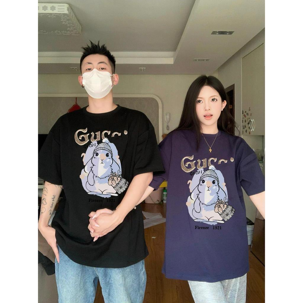 ihkke Áo Thun 100% cotton Tay Ngắn In Hình Thỏ Nhiều Màu Sắc Thời Trang Unisex