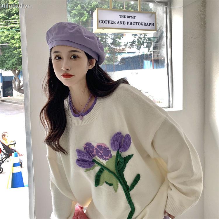 Áo sweater cổ tròn dáng rộng ba chiều hình hoa tulip có khóa kéo thời trang thu đông hàng mới dành cho nữ sinh [làm 7 ngày] | BigBuy360 - bigbuy360.vn