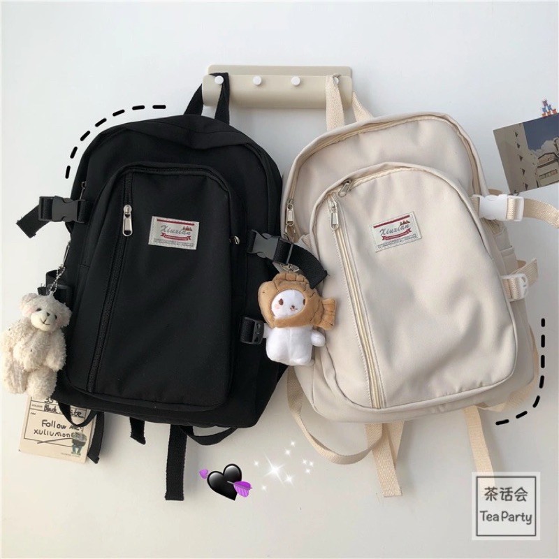 Balo canvas vintage tặng kèm móc khóa siêu cute