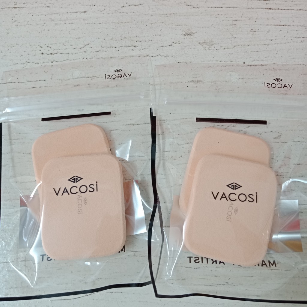 Bông trang điểm - bông phấn ướt vuông nhỏ VACOSI SMALL SQUARE SPONGE BP04 (2 cái)