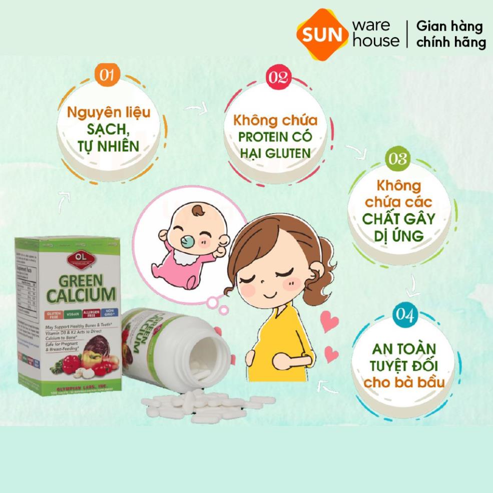 Viên Uống Bổ Sung Canxi Hữu Cơ Olympian Labs Green Calcium Giúp Xương Chắc Khoẻ Mẹ Và Bé