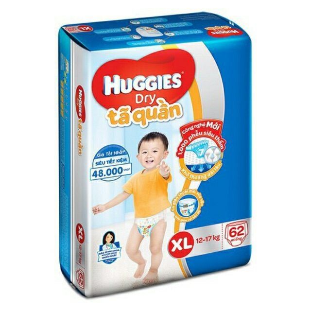 Tã quần HuggiesXL62 (từ 12 đến 17kg)