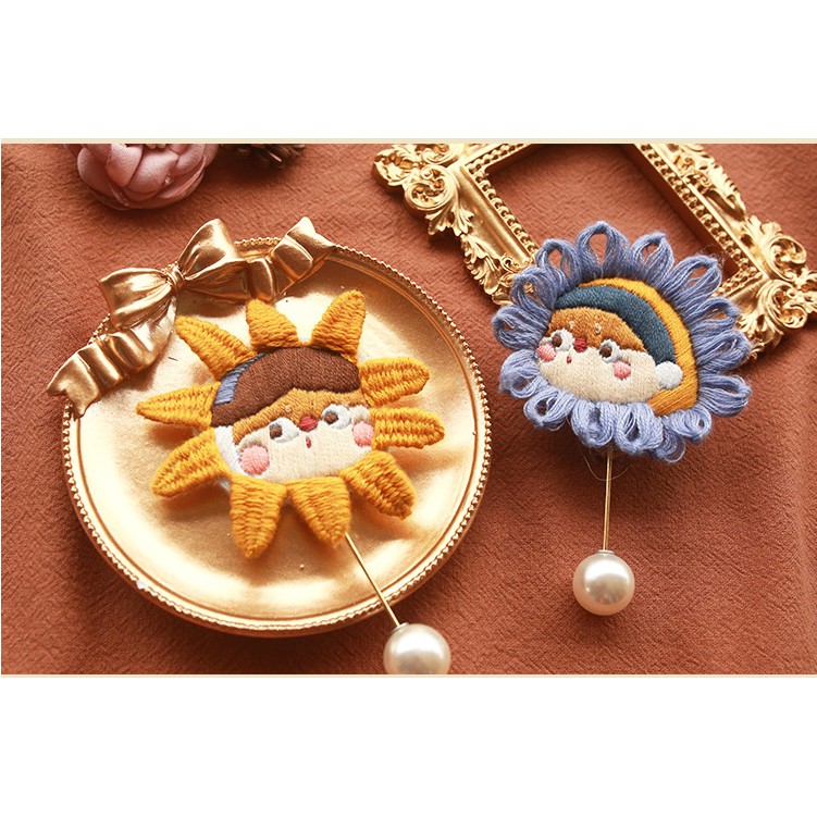Bộ KIT DIY Tự Thêu DIY làm KIM CÀI ÁO Độc đáo Ghim cài túi xách - CẶP ĐÔI HOẠT HÌNH TỰ LÀM PIN CÀI ÁO Zen Handmade