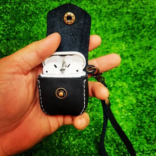 BAO DA AIRPODS 2, NÚT BÓP, CÓ DÂY,  DỒ DA THỦ CÔNG HANDMADE (DA THẬT)