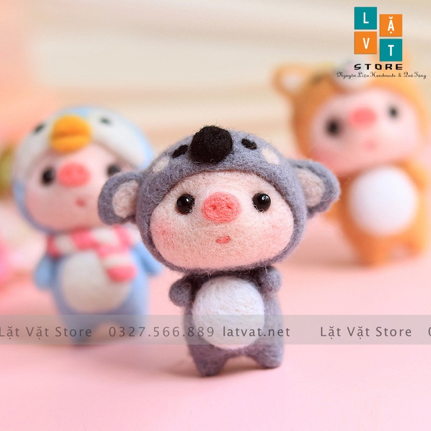 [MỚI] 16 mẫu len chọc Lợn Tắm Biển - Quà tự tay làm, DIYs có hướng dẫn - Needle felting Pig