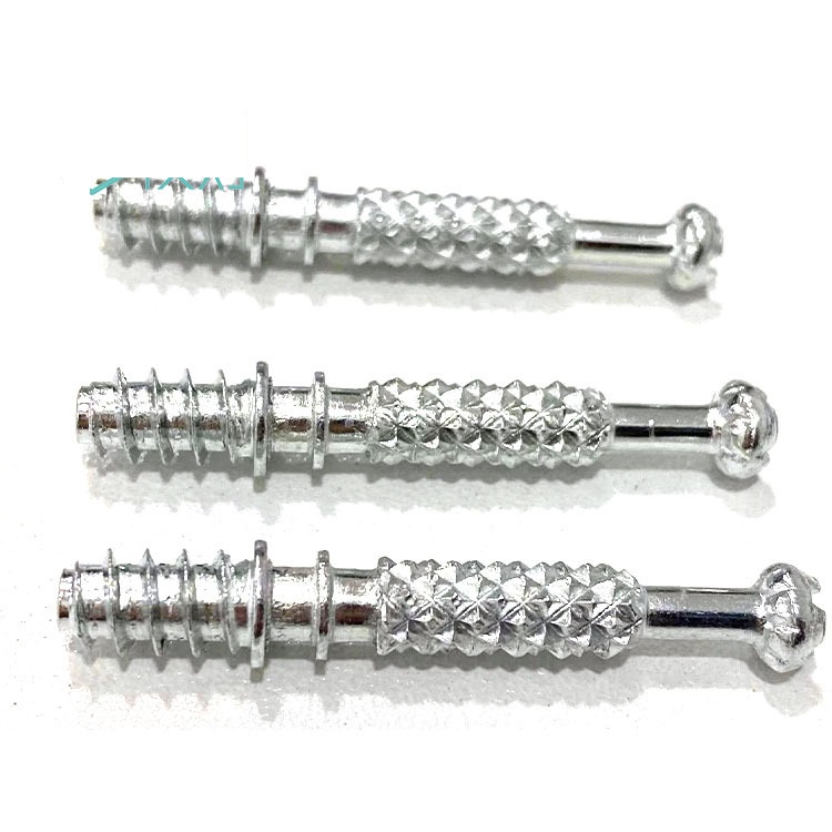 Ốc Cam Liên Kết Gỗ Thân Thép Trắng, Chốt Đỡ Kệ Cài Âm Chốt Hãm Đợt Loại Dài 2 Chi Tiết Và 3 Chi Tiết Thành Phần BLUKA