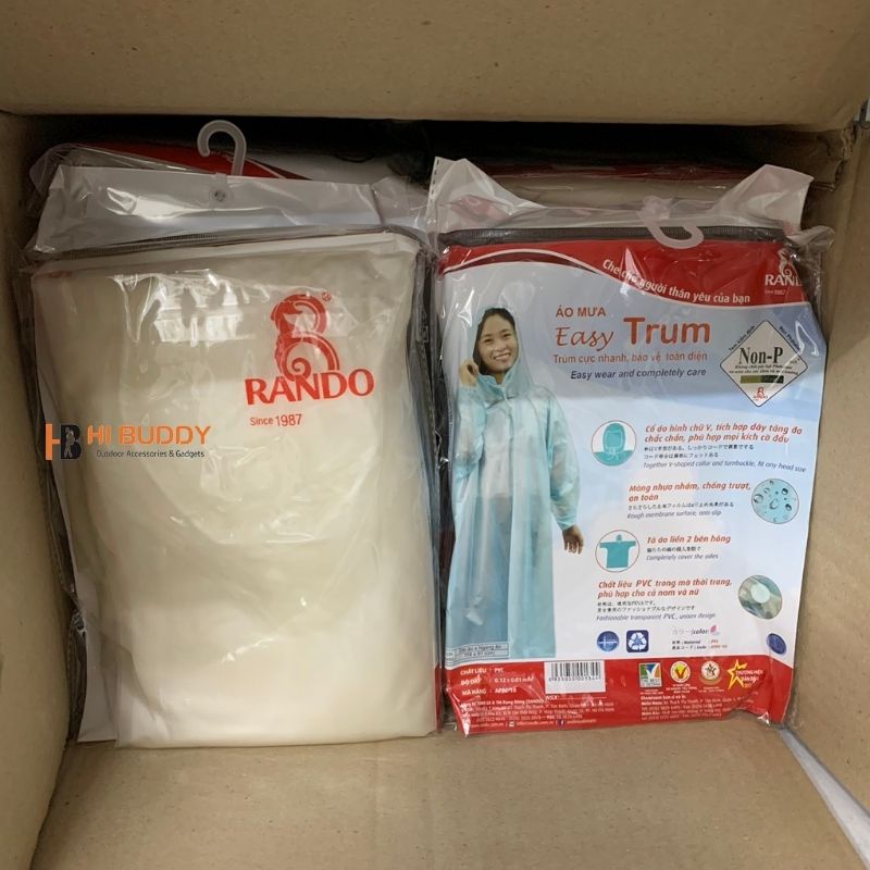 Áo Mưa RANDO Easy Trum APPC-10 -  Kích thước áo : 118 x 91 cm | Trùm Cực Nhanh, Bền Màu | Áo mưa thời trang | Hibuauto