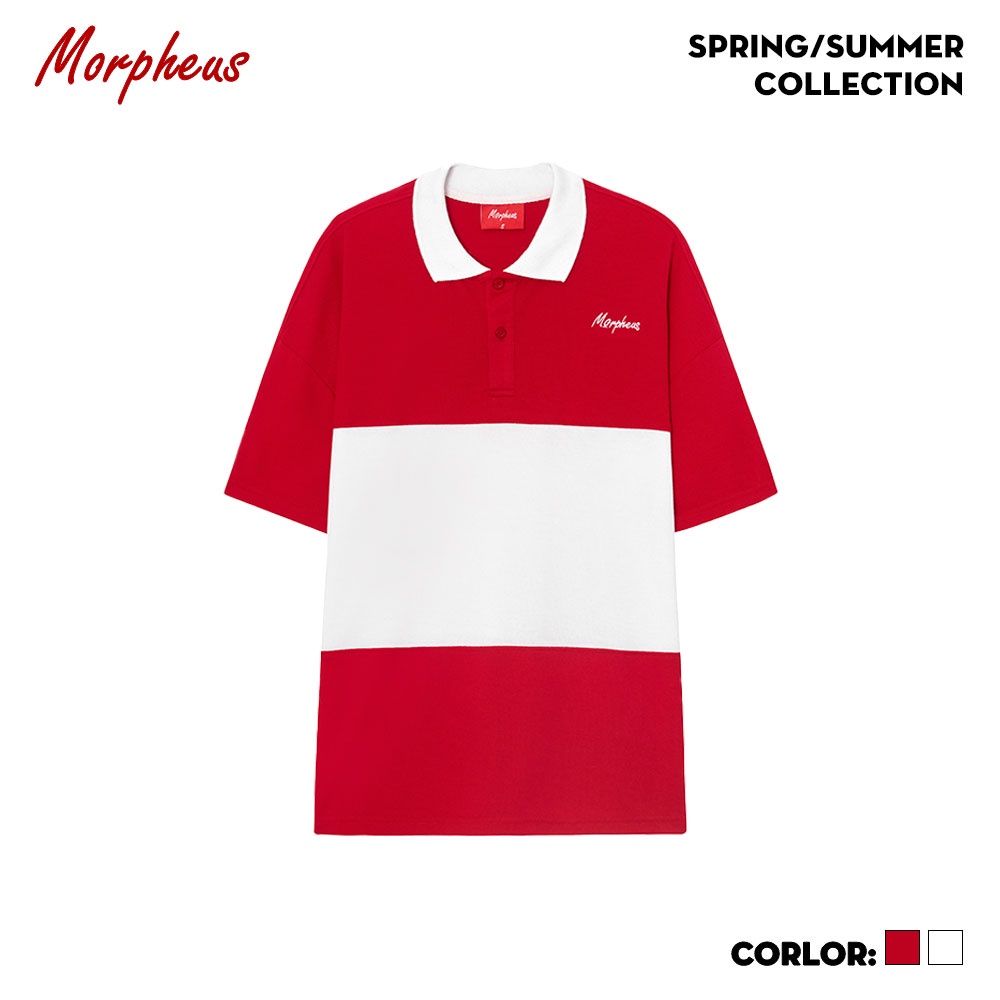 Áo polo Morpheus Màu đỏ phối sọc trắng - Local Brand Chính Hãng