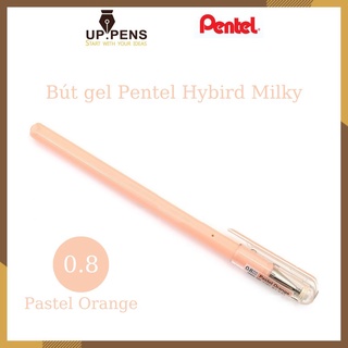 Bút gel màu pastel Pentel Hybird Milky - Metal tip 0.8mm - Màu cam pastel (Pastel Orange)