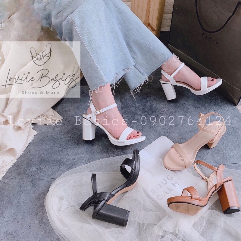 SANDAL NỮ CAO GÓT LOVIIE BASICS - SANDAL CAO GÓT 9 PHÂN ĐẾ ĐÚP - GIÀY CAO GÓT 9 PHÂN ĐẾ ĐÚP GÓT VUÔNG 9CM - G200724